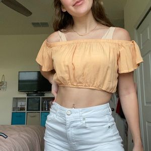 Pacsun orange off the shoulder crop top small